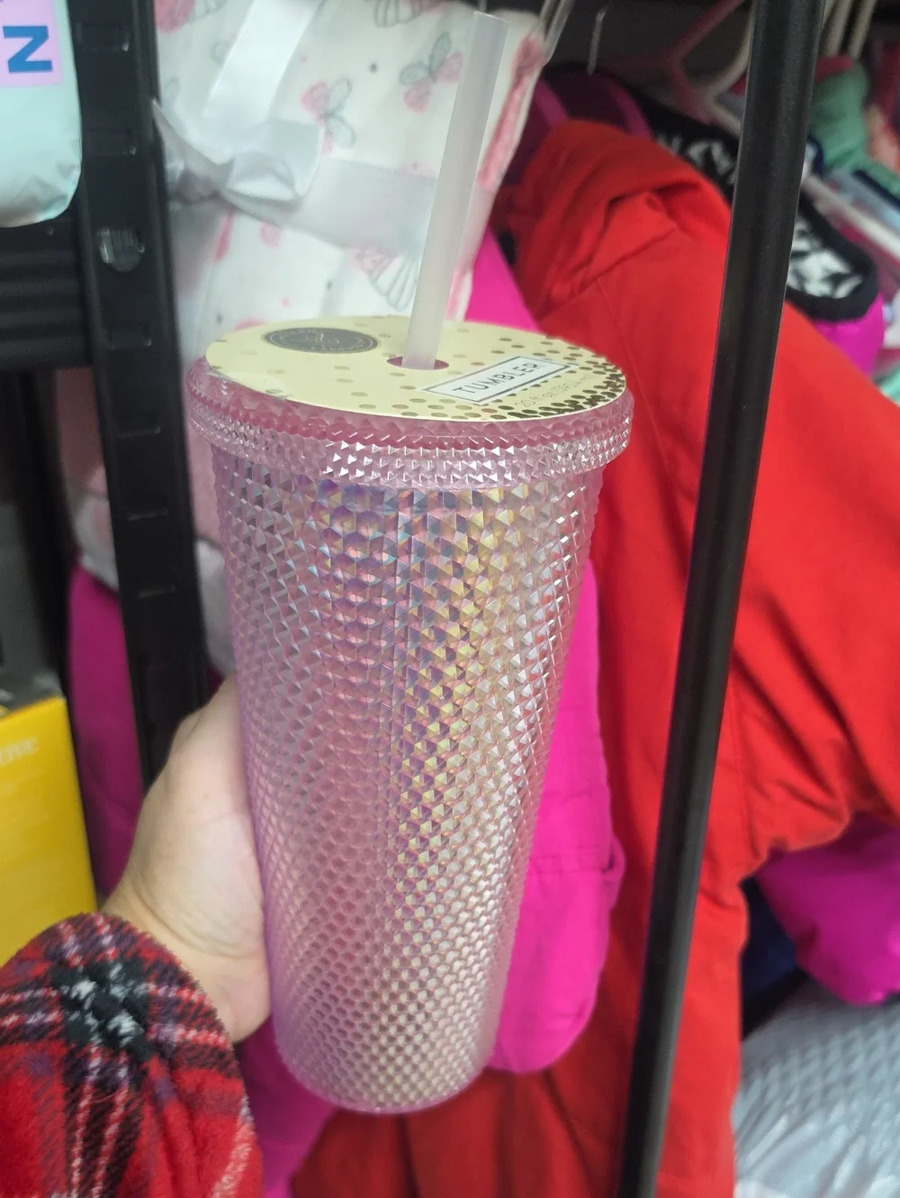 Pink Studded Reusable Tumbler with Straw - Unbranded